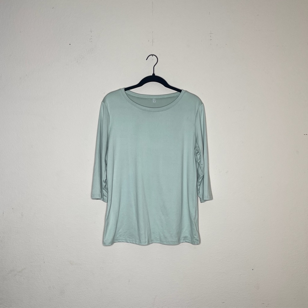 Women's Green Round Neck 3/4 Sleeve Tunic Size Large